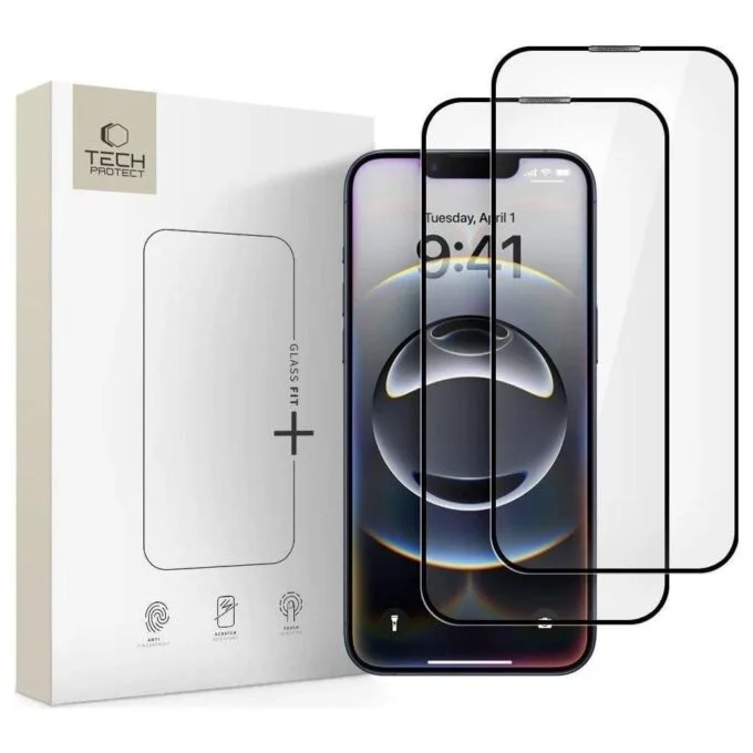 Tech-Protect Glass Fit+ for Apple iPhone 13/13 PRO/14/16E/17E black - 2 pcs. — image 1