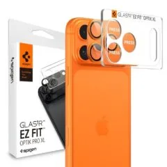 Spigen Optik Pro XL GLAS.TR “EZ FIT” Camera Protector for Apple iPhone 17 Pro Max Orange