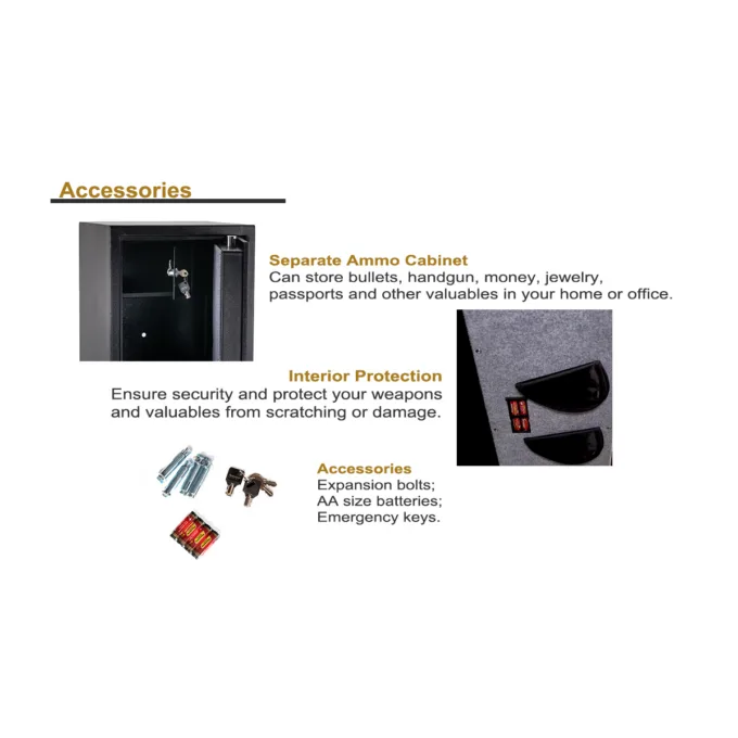NETPRO Safe Box Gun Cabinet with Fingerprint, Code & Key 145x35x30cm NP-GSB — image 6