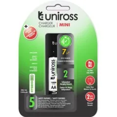 Uniross UCU001B USB Compact Mini Charger with 2x AAA 600 Batteries