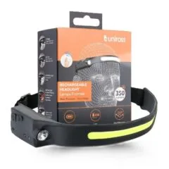 Uniross ULSH07 Headlamp 350LM USB-C Rechargeable, Wide Angle & Motion Sensor