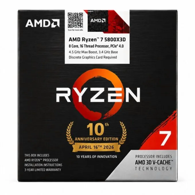 AMD Ryzen 7 5800X3D 10th Anniversary Edition - 8-Core 16-Thread AM4 CPU - 100-100000651POF (Boxed) — image 2