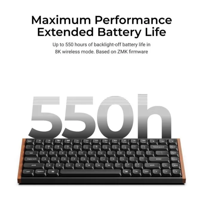 Keychron K3 Ultra (K3U-H1) QMK 8K Wireless Mechanical Keyboard Red Switch Low Profile Wood Frame 75% — image 4
