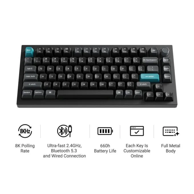 Keychron Q1 Ultra (Q1U-M3) ZMK RGB 8K Wireless Custom Mechanical Keyboard-Brown Switch 75% US — image 2