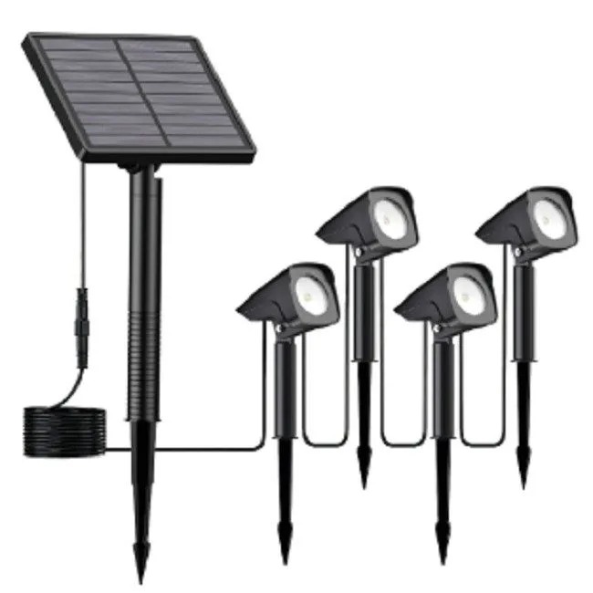 REXER Outdoor Kit 4x IP65 LED Solar Spotlights with Spike & Panel — image 1