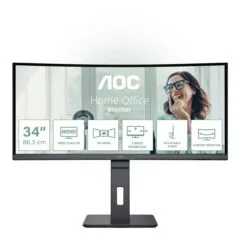 AOC CU34P3CV 34-inch Curved UWQHD VA Monitor – 3440x1440, 100Hz, 4ms, USB-C 65W Docking, USB Hub, RJ45, Speakers