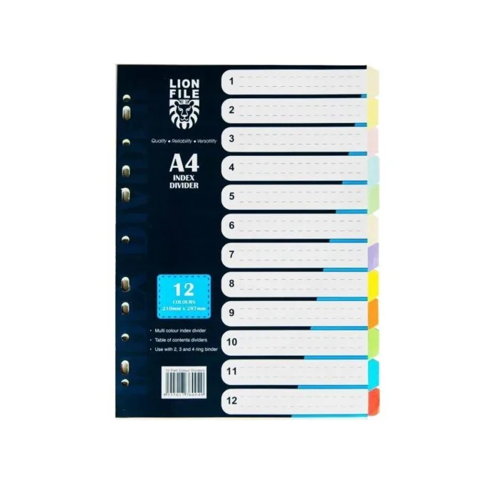 LION PAPER INDEX 12 COLOURS TAB 150gsm — image 1