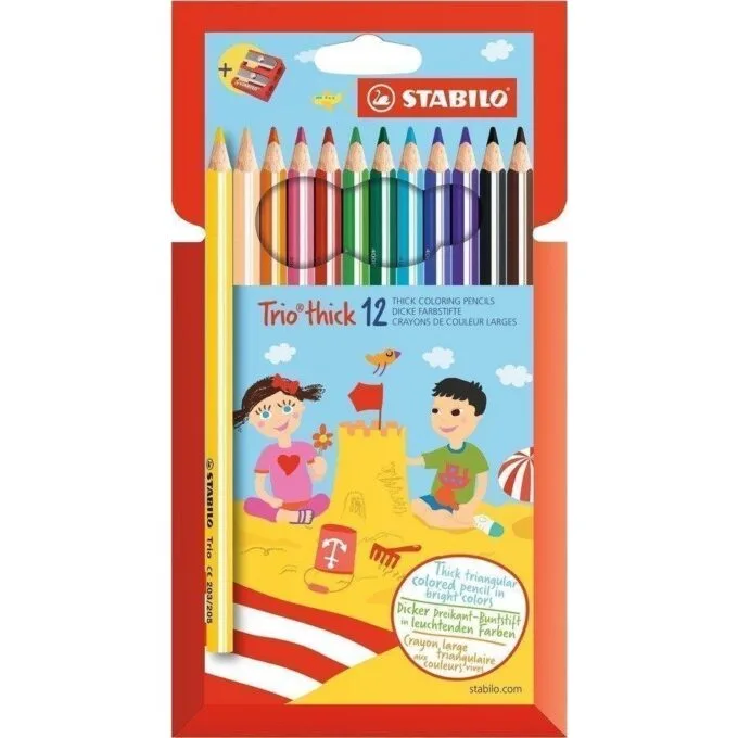 STABILO TRIO THICK PENCIL BOX OF 12 PCS WITH SHARPENER — image 1