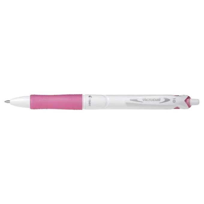 PILOT ACROBALL PURE WHITE POINT PEN MEDIUM PINK — image 1