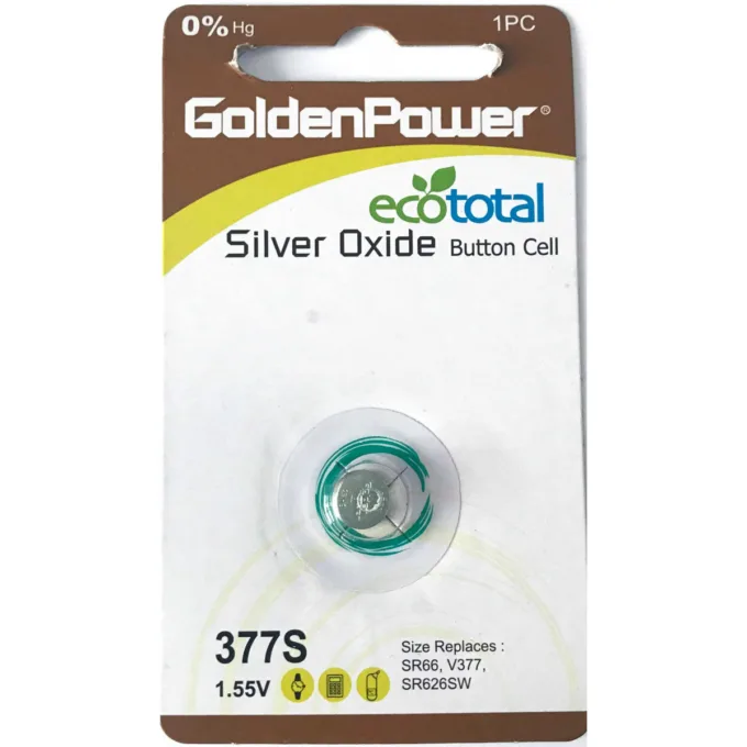 1PC/CARD GOLDEN POWER 1.55V SILVER OXIDE BUTTON SR66 377 — image 1
