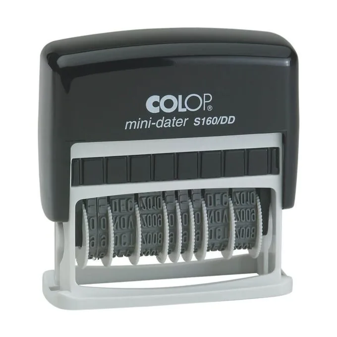 COLOP S 160/DD D04 BLACK/ BLUE (MINI DOUBLE DATER) — image 1