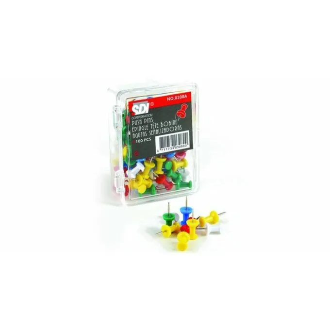 SDI PUSH PINS COLOURD 100 PCS BOX — image 1
