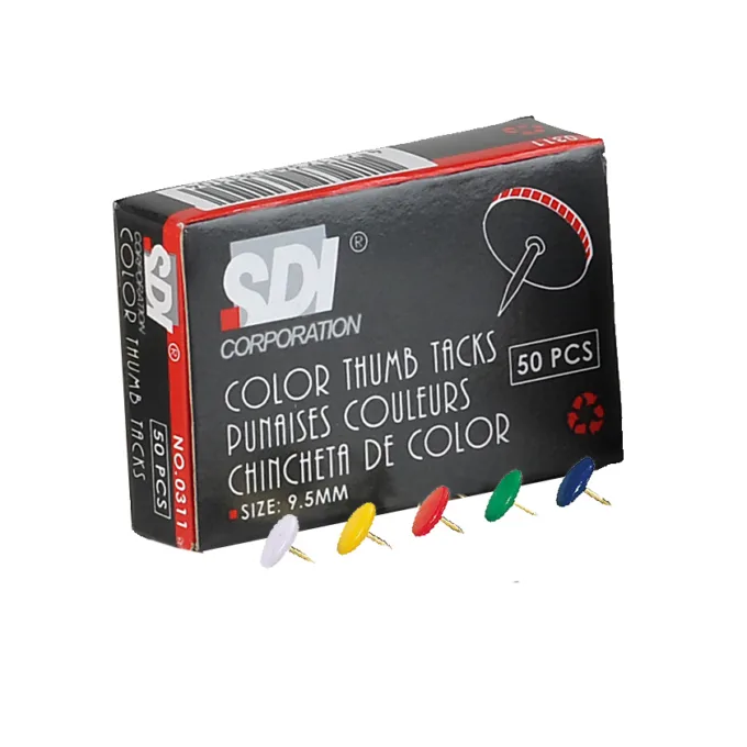 SDI THUMB TACKS COLOURD 50 PCS BOX — image 1