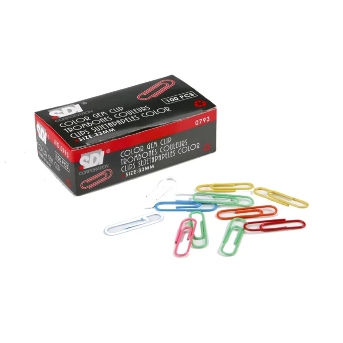 SDI COLOURD PAPER CLIPS 33MM 100 PCS BOX — image 1