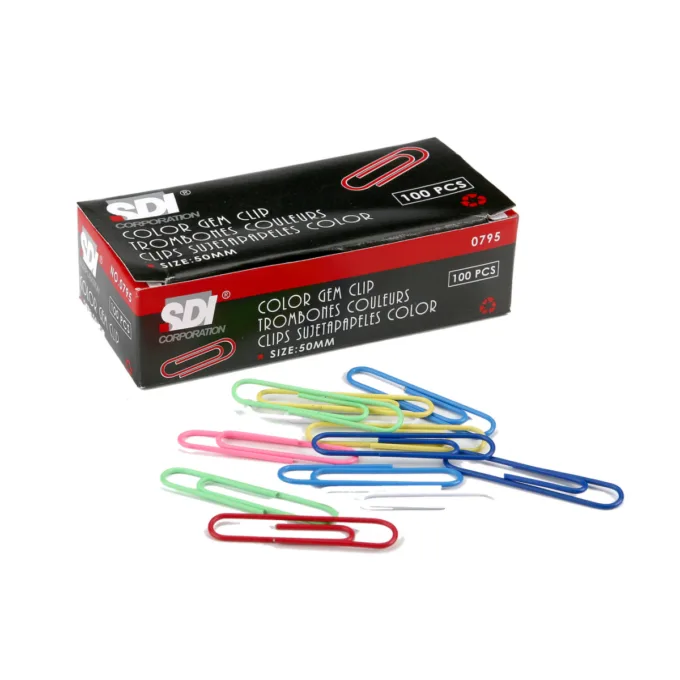 SDI COLOURD PAPER CLIPS 50MM 100 PCS BOX — image 1