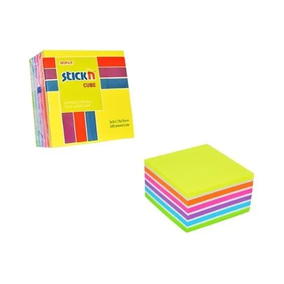 STICK N 76X76mm 400SHEETS/CUBE NEON & PASTEL MIXED — image 1