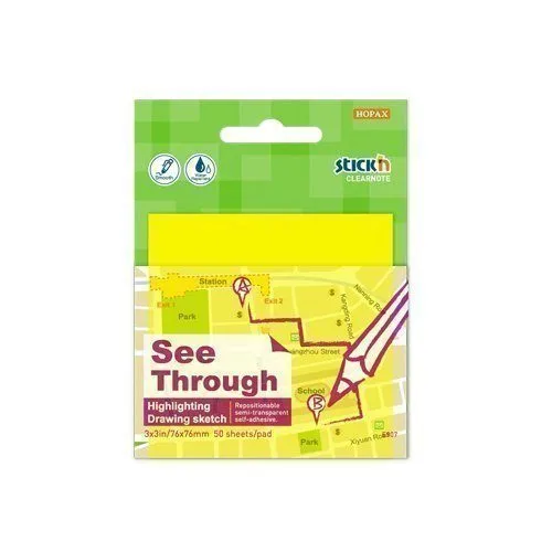 STICK N CLEARNOTE 79X76MM YELLOW — image 1