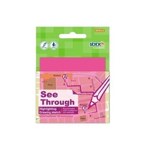 STICK N CLEARNOTE 79X76MM PINK — image 1
