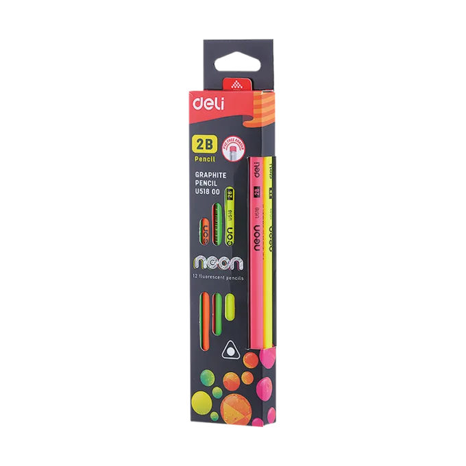 DELI GRAPHITE PENCIL 2B W/ERASER (BOX OF 12 PCS) — image 1