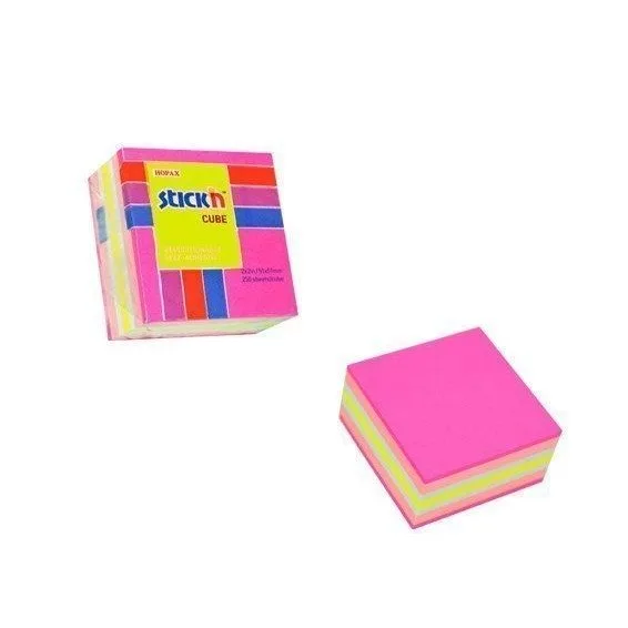 STICK N 51X51mm 250SHEETS/CUBE NEON & PASTEL MIXED — image 1