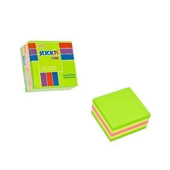 STICK N 51X51mm 250SHEETS/CUBE, NEON & PASTEL MIXED — image 1