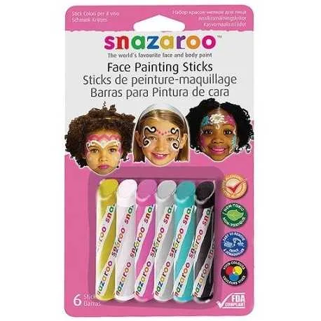 SNAZAROO FACE PAINTING CRAYON STICKS - FANTASY - 6 PACK — image 1