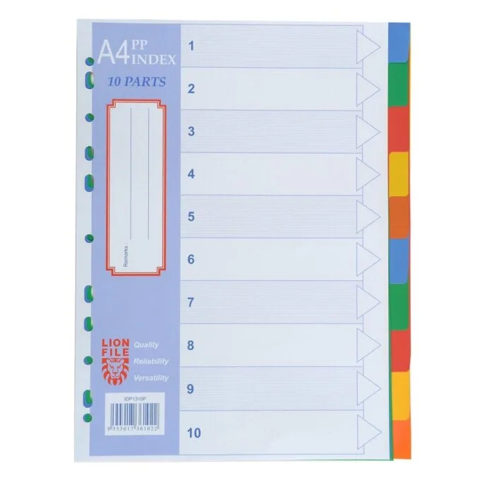 LION: A4 PLASTIC 0.13mm DIVIDER 10 TAB — image 1