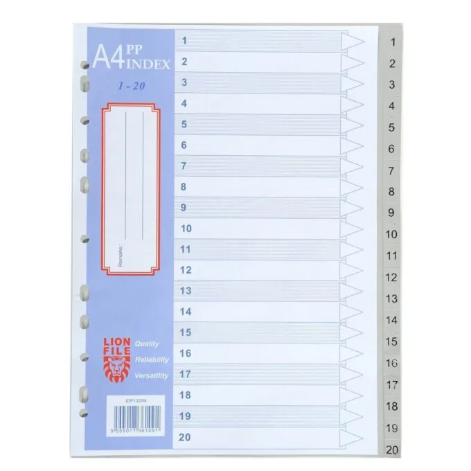 LION: A4 PLASTIC 0.13mm DIVIDER 1-20 — image 1