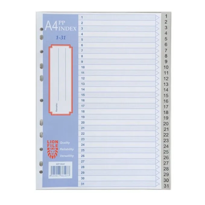 LION: A4 PLASTIC 0.13mm DIVIDER 1-31 — image 1