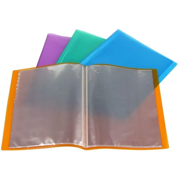 DATAZONE A4 SOFT CLEAR BOOK 20 POCKETS ASSORTED COLOURS. — image 1