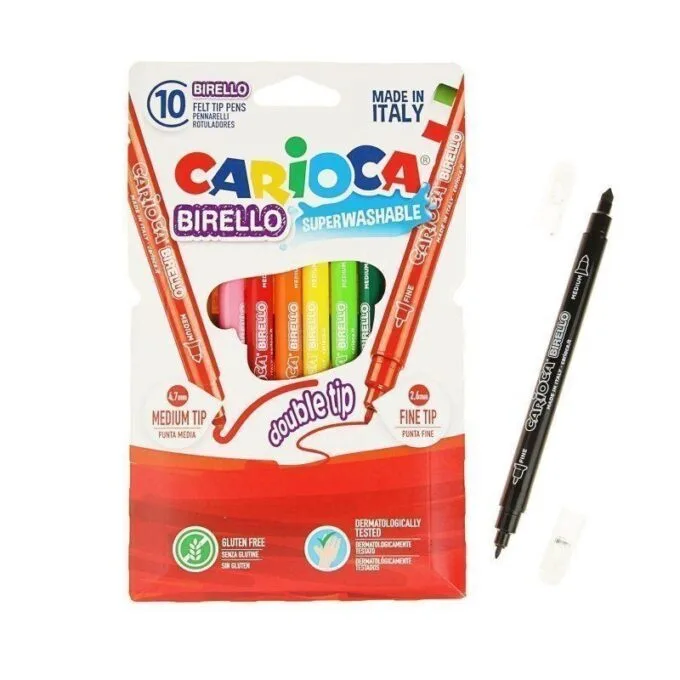 CARIOCA BIRELLO DOUBLE POINT FIBRE PEN BOX OF 10 PCS — image 1
