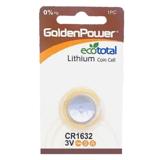 1PC/CARD GOLDEN POWER 3V LITHIUM BUTTON CR1632 — image 1