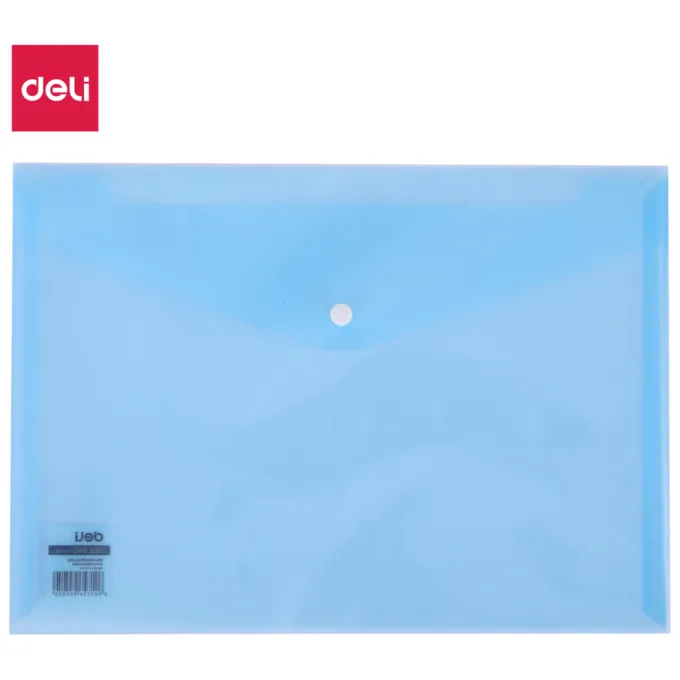 DELI FILE BAG SNAP A4 2C TRANSLUCENT - BLUE — image 1