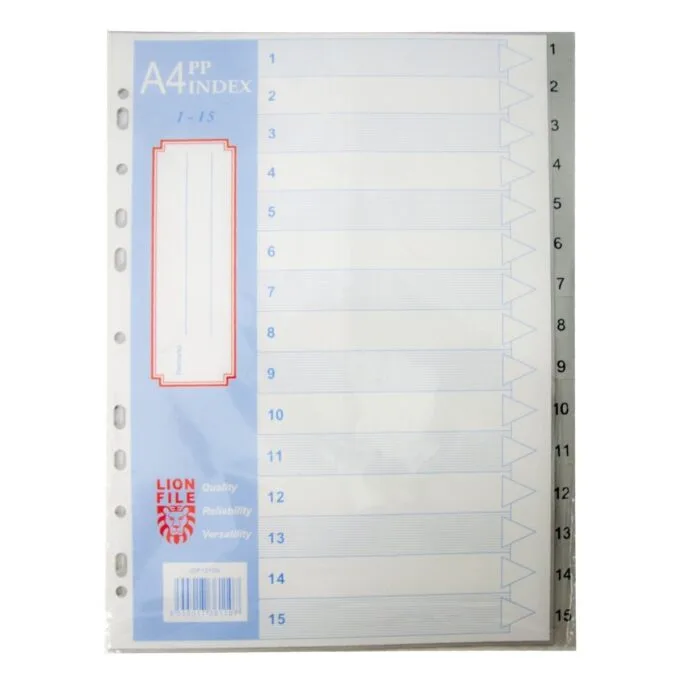 LION: A4 PLASTIC DIVIDER 1-15 — image 1
