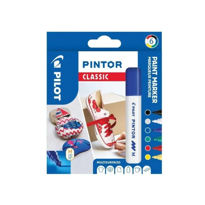 PILOT PINTOR - WALLET REGULAR MIX -X6- MEDIUM - BLACK BLUE GREEN YELLOW WHITE RED — image 1