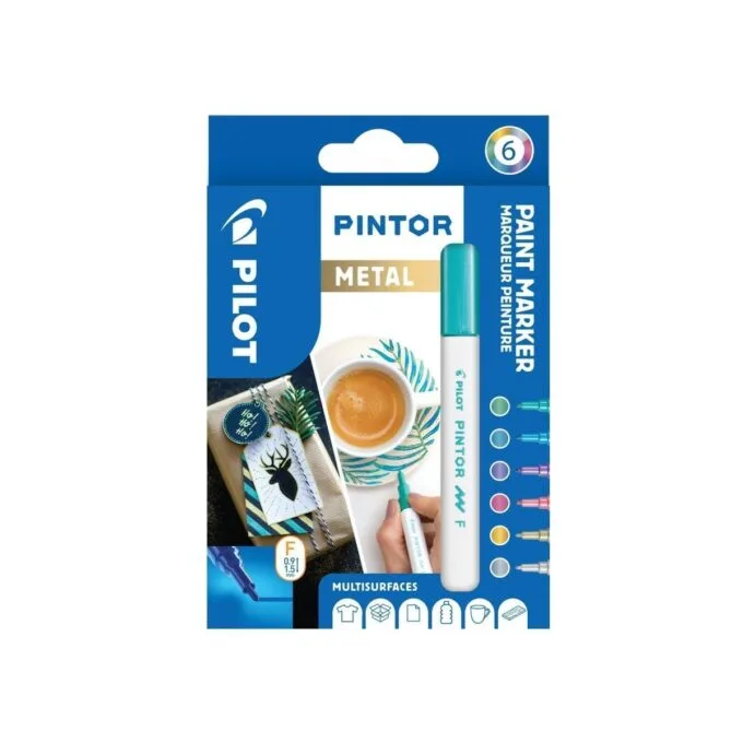 PILOT PINTOR - WALLET METAL MIX -X 6- FINE - GOLD BLUE PINK GREEN VIOLET SILVER — image 1