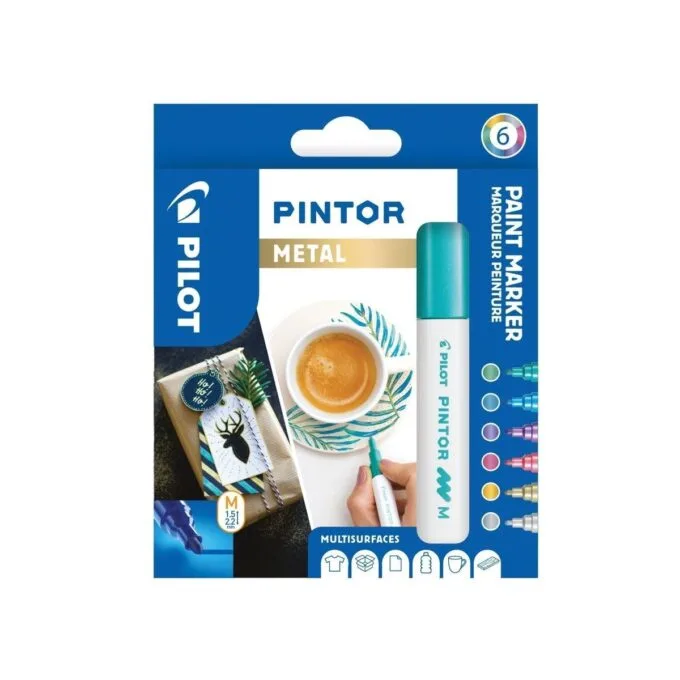 PILOT PINTOR - WALLET METAL MIX -X 6- MEDIUM - GOLD BLUE PINK GREEN VIOLET SILVER — image 1