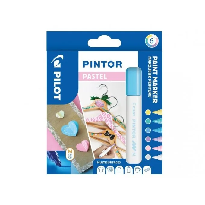 PILOT PINTOR - WALLET PASTEL MIX -X 6- MEDIUM - BLUE YELLOW VIOLET GREEN PINK WHITE — image 1