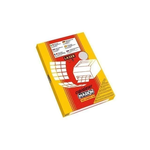 MARKIN A4 210X297MM 100 SHEETS BOX SATIN SILVER LABELS - 20MM DIAMETER ROUND LABELS — image 1