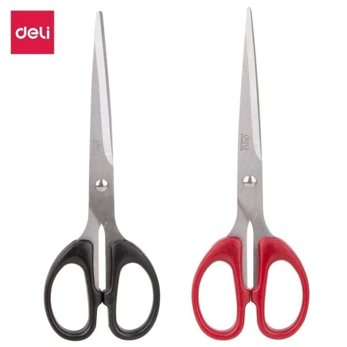 DELI PP STAINLESS STEEL SCISSORS 180MM,BLACK, RED ASST. — image 1