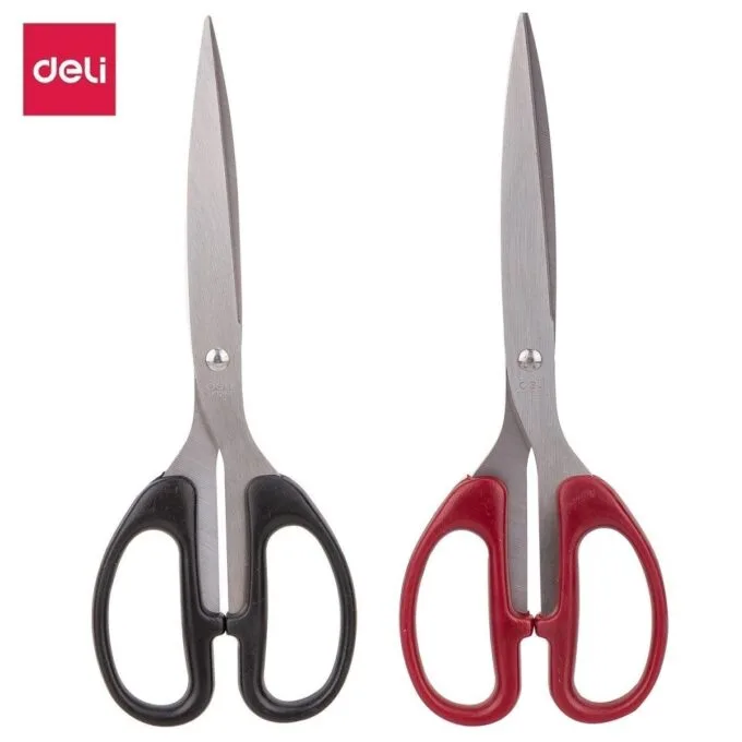 DELI PP STAINLESS STEEL SCISSORS 210MM,BLACK, RED ASST. — image 1