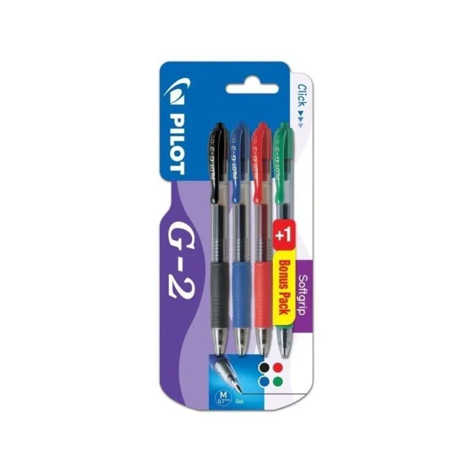 PILOT BLISTER 3+1 G-2 0.7 BLACK BLUE RED + GREEN FREE — image 1
