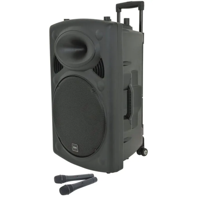 QTX QR15PA (2025) 15'' Professional Portable Karaoke & PA Speaker with 2x Wireless UHF Microphones, BT USB & FM 178.816UK — image 5