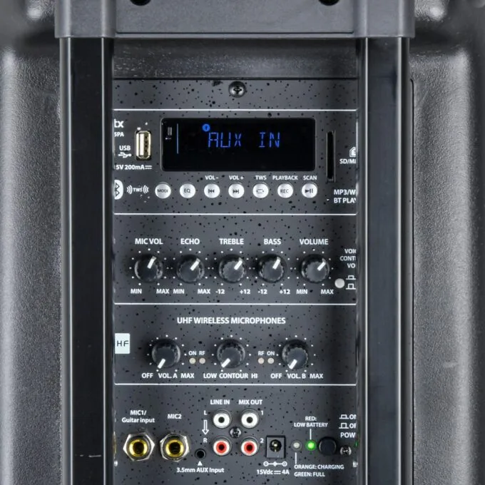 QTX QR15PA (2025) 15'' Professional Portable Karaoke & PA Speaker with 2x Wireless UHF Microphones, BT USB & FM 178.816UK — image 8