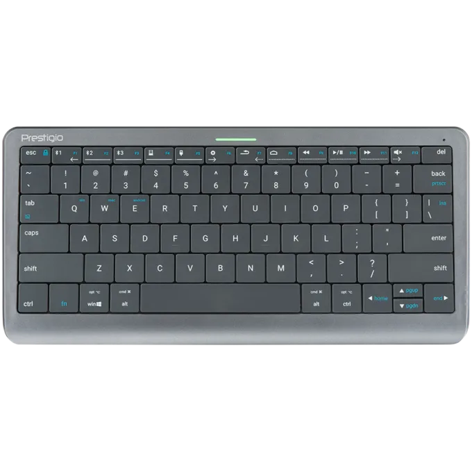 Click&Touch, wireless multimedia keyboard for Smart-TV with touchpad embedded into keys, auto-switch between keyboard and touchpad, connect to 5 devices via Bluetooth, USB dongle and Type-C, LED status indicators, built-in battery, space grey color — image 2