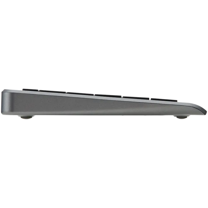 Click&Touch, wireless multimedia keyboard for Smart-TV with touchpad embedded into keys, auto-switch between keyboard and touchpad, connect to 5 devices via Bluetooth, USB dongle and Type-C, LED status indicators, built-in battery, space grey color — image 6