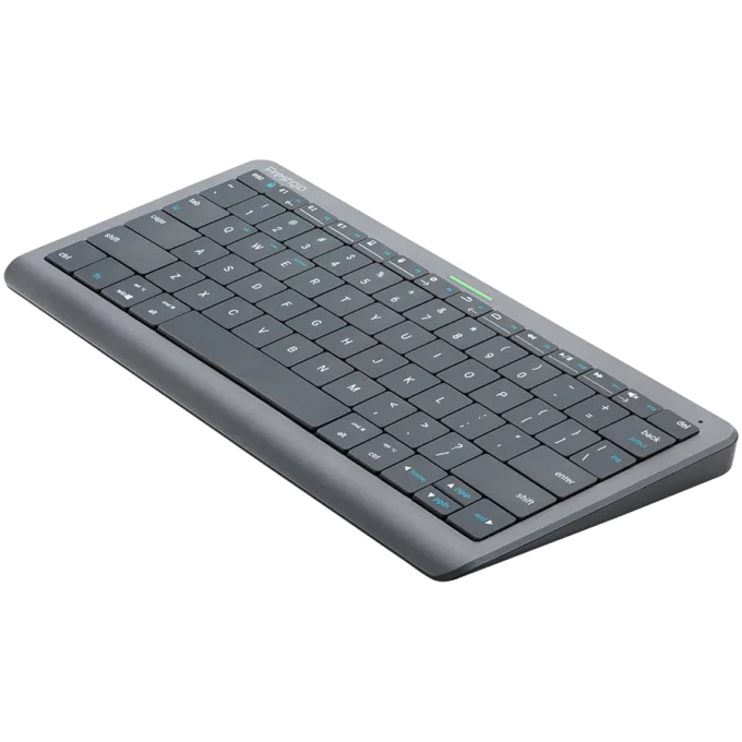 Click&Touch, wireless multimedia keyboard for Smart-TV with touchpad embedded into keys, auto-switch between keyboard and touchpad, connect to 5 devices via Bluetooth, USB dongle and Type-C, LED status indicators, built-in battery, space grey color — image 9