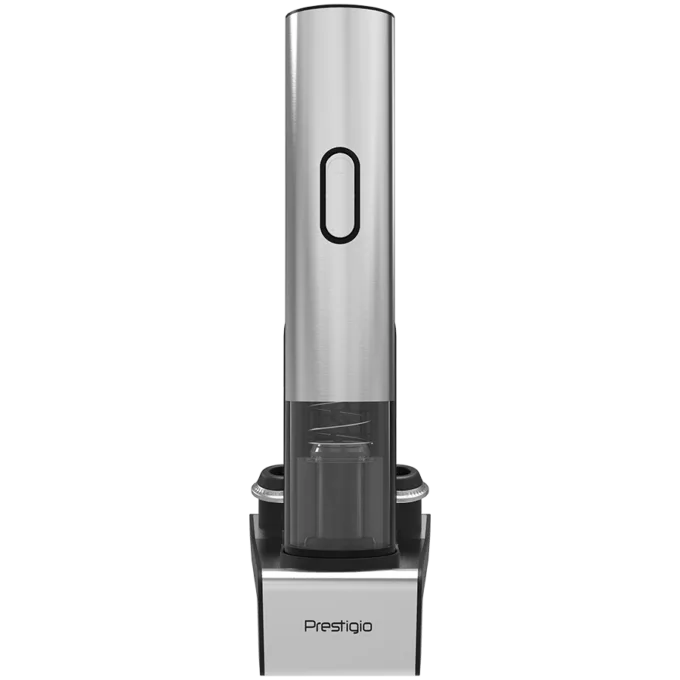 Prestigio Garda, smart wine opener, simple operation with 2 buttons, aerator, vacuum stopper preserver, foil cutter, opens up to 50 bottles wihout recharging, premium design, 500mAh battery, Dimensions D 17mm* H 290mm* W100 mm, silver color. — image 7