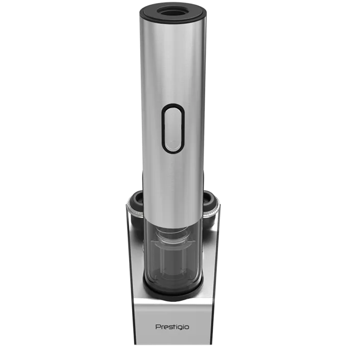 Prestigio Garda, smart wine opener, simple operation with 2 buttons, aerator, vacuum stopper preserver, foil cutter, opens up to 50 bottles wihout recharging, premium design, 500mAh battery, Dimensions D 17mm* H 290mm* W100 mm, silver color. — image 10