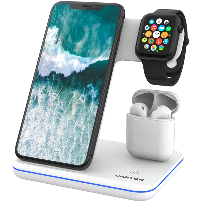 CANYON wireless charger WS-302 15W 3in1 White — image 1